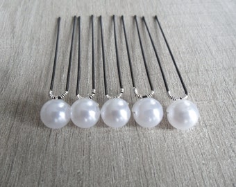 5 white pearly pearl bun pins Bridal wedding hair accessories bohemian bridal bun