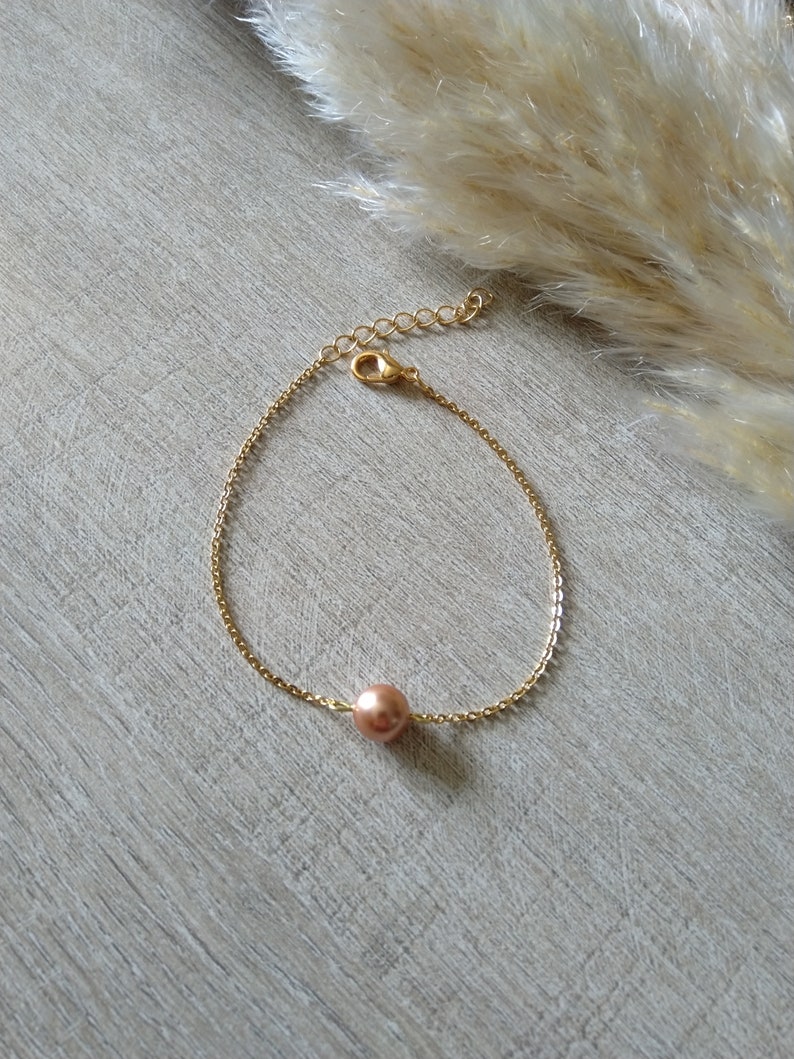 Rose Gold set bracelet earrings back necklace bun pins fine golden chain pearly beads wedding jewelry bridal jewelry image 7