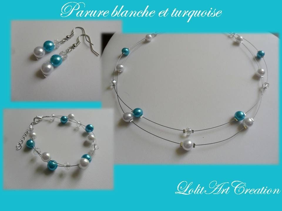 Boucles D'oreilles Clou Turquoise Perle - Pour Mariage Ou Robe - Neuf Avec étiquettes