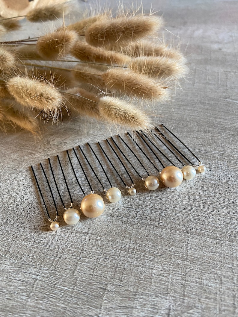 9 ivory pearl bun pins Bridal wedding hair accessories image 1