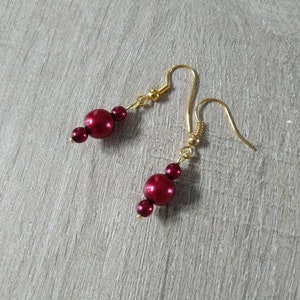 Bridal set bracelet earrings necklace pendant backless fine golden chain burgundy pearls wedding jewelry bridal jewelry image 5