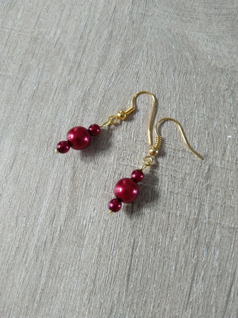 Bridal set bracelet earrings necklace pendant backless fine golden chain burgundy pearls wedding jewelry bridal jewelry image 5