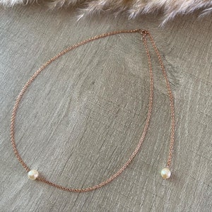 Roségouden ketting aan de achterkant Ivoren parelwitte kralen aan de achterkant bruiloftssieraden bruidssieraden