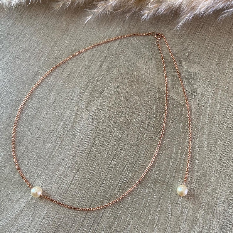 Parure Rose Gold Perles nacrées ivoires boucles d'oreilles collier de dos bracelet bijoux mariage bijoux mariée image 4