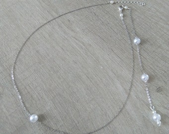 Collana da sposa collana posteriore collana da sposa collana di perle perlate gioielli da sposa gioielli da sposa accessori da sposa