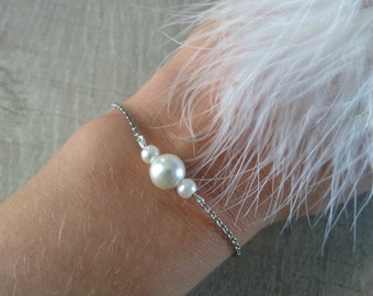 Brautarmband Kettenarmband Elfenbein Perlen Hochzeitsarmband Hochzeitsschmuck Brautschmuck Modeschmuck