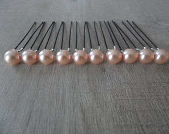 10 spille per chignon con perle perlate rosa chiaro rosa cipria Accessori per capelli da sposa