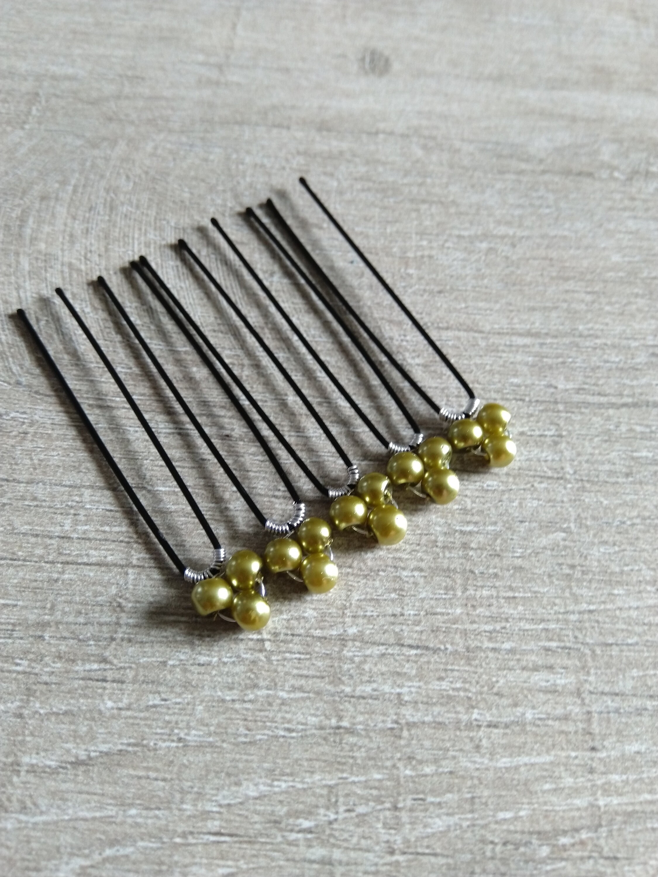 5 bridal bun pins 3 pearly persased khaki accessories wedding Etsy