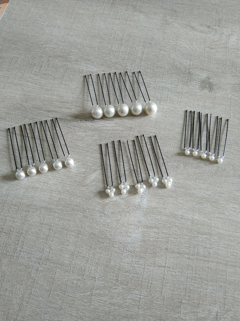 9 ivory pearl bun pins Bridal wedding hair accessories image 3