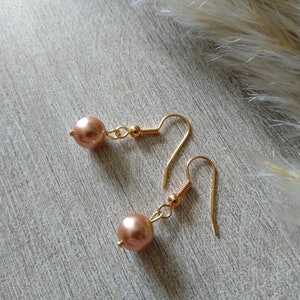 Parure Rose Gold bracelet boucles d'oreilles collier de dos épingles chignon chaîne fine dorée perles nacrées bijoux mariage bijoux mariée image 5