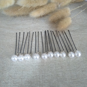 10 bun pins Wedding White pearly pearl Bridal hair accessories image 1