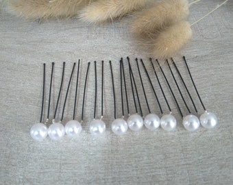 10 bun pins Wedding White pearly pearl Bridal hair accessories