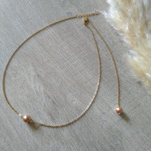 Rose Gold set bracelet earrings back necklace bun pins fine golden chain pearly beads wedding jewelry bridal jewelry image 6