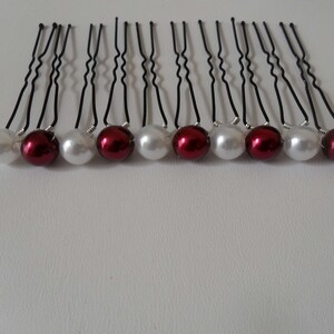 10 wedding bun pins white pearly pearl burgundy pearly pearl Bridal hair accessories wedding bohemian bride