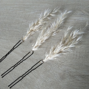 3 pampas flower bun sticks Bun hairstyle accessories dried flowers bridal wedding boho image 1