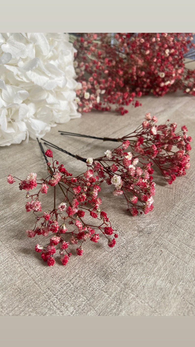 3 gypsophila hair pins Hair accessories Bridal bun wedding dried flowers image 6