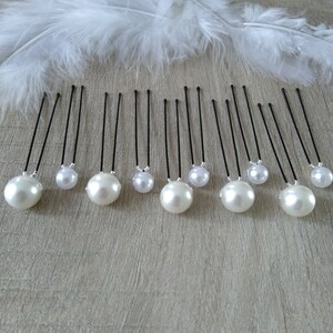 10 white pearly pearl bun pins Wedding bridal hair accessories image 2