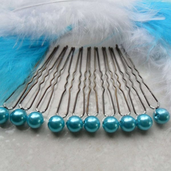 10 épingles chignon perle nacrée turquoise Accessoires coiffure chignon mariée chignon mariage chignon bohème chignon bas coiffure bohème