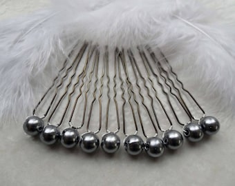 10 bun pins silver grey Pearl hair accessories wedding party
