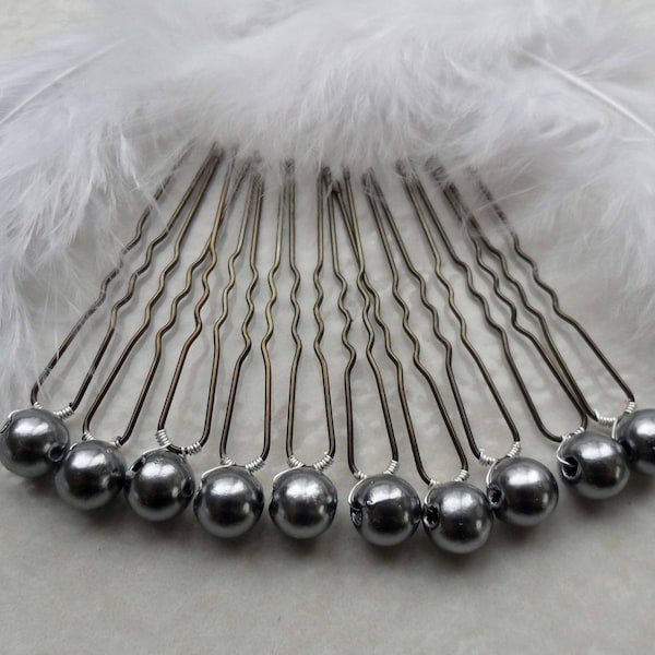 10 épingles à chignon Perle gris argent Accessoires coiffure fête mariage chignon mariée chignon mariage