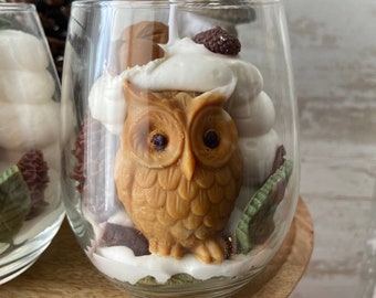 Gourmet candle The owl of the forest Handmade candle Vegetable candle Scented candle Soy wax candle Christmas gift idea