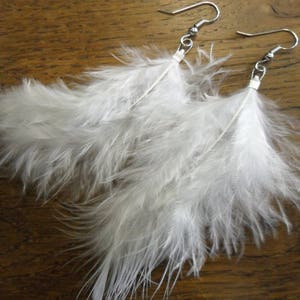 White feather earrings Feather jewelry