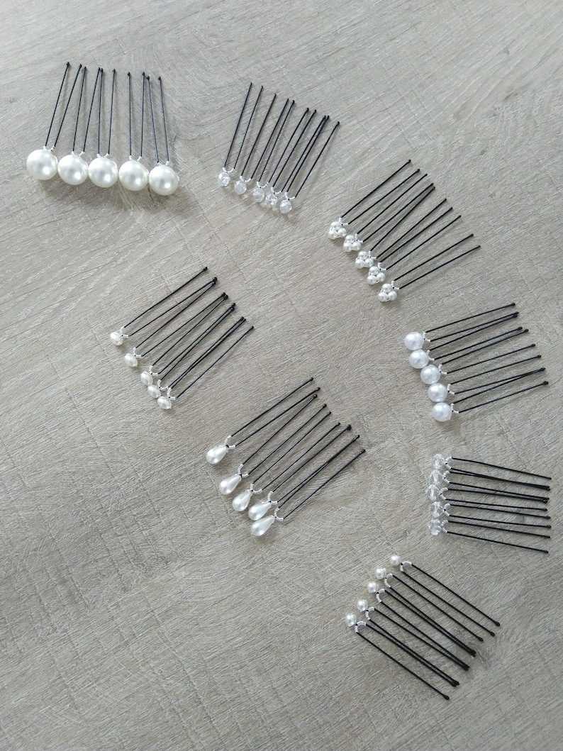 10 white pearly pearl bun pins Wedding bridal hair accessories image 3