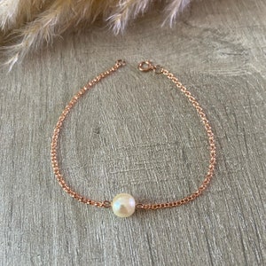 Rose Gold set Ivoor parelmoer parels oorbellen terug ketting armband bruiloft sieraden bruids sieraden afbeelding 3