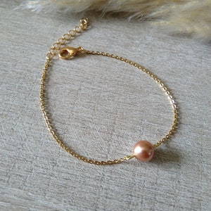 Rose Gold set bracelet earrings back necklace bun pins fine golden chain pearly beads wedding jewelry bridal jewelry image 3