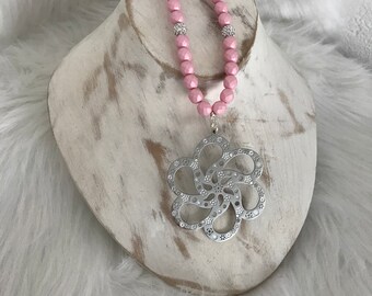 Rose made of stainless 316L surgical steel plated Silver Pendant
