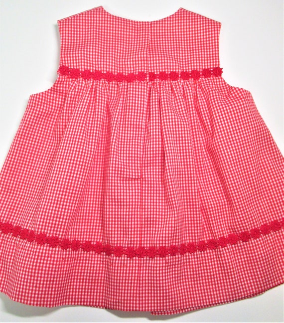 Baby Girl's Dress With Tiny Red and White Checked Gingham