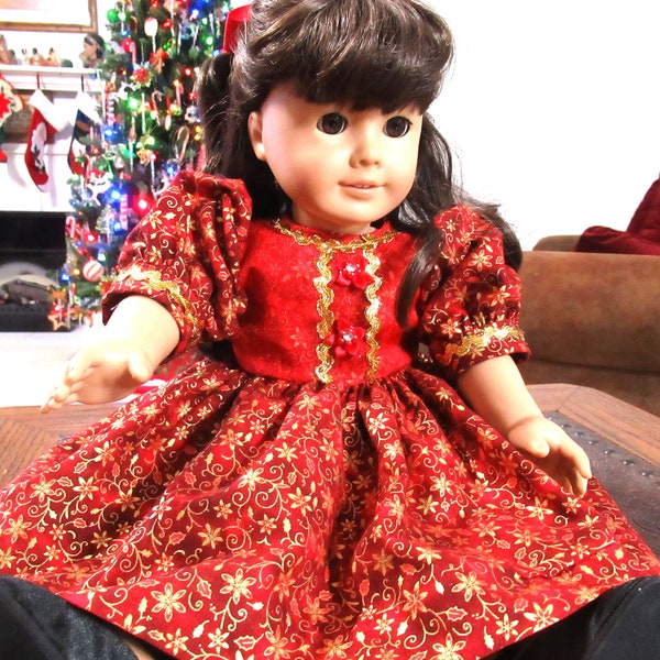 American Girl Santa Dress American Girl Christmas Dress Christmas Classic  Clothes For 18