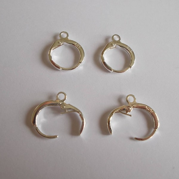 1 set of 4 hooks or sleeper rings in 925 silver for earrings