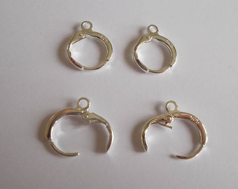 1 set of 4 hooks or sleeper rings in 925 silver for earrings