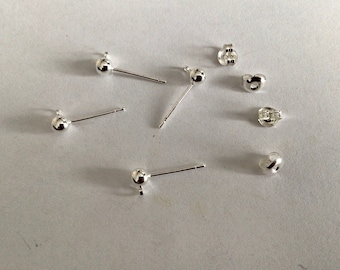 1 set of 4 chip supports for earrings in 925 silver