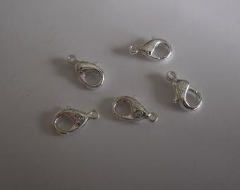 1 set of 5 lobster clasps in 925 silver