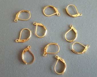 1 lot de 10 supports ou crochets dormeuses pour boucles d'oreilles en plaqué or 18k