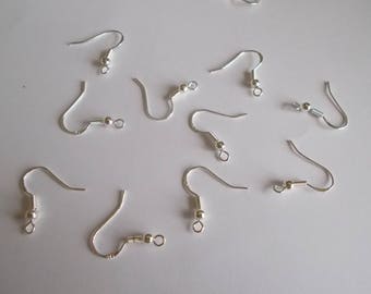 1 set of 10 hooks or supports for earrings in 925 silver with hallmark