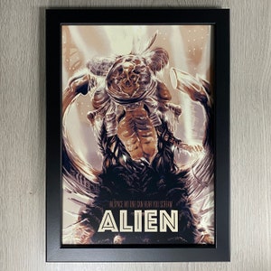 Framed Alien, Movie Art. 1979 Science Fiction Horror Film, Starring Sigourney Weaver and Harry Dean Stanton Directed By Ridley Scot.