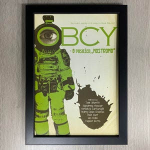 Framed Alien, Movie Art. 1979 Science Fiction Horror Film, Starring Sigourney Weaver and Harry Dean Stanton Directed By Ridley Scot.