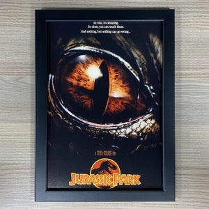 Jurassic Park Framed Art. John Alvin, Movie Poster, 1993, Steven Spielberg, Dinosaur, Tyrannosaurus Rex, Michael Crichton