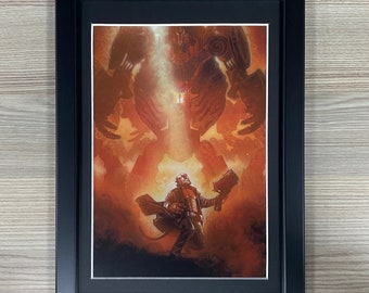 Hellboy II The Golden Army Framed Poster Art Pulp Sci-Fi Horror Fantasy Mondo Horror Guillermo Del Toro Bros Ron Perlman Drew Struzan