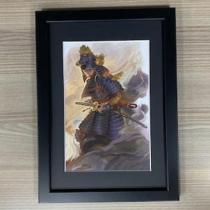 Arte enmarcado de la Leyenda de los Cinco Anillos: León Akado Bushi Masako Rokugan L5R Living Card Game
