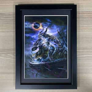 Arte enmarcado de La Leyenda de los Cinco Anillos. Juego de cartas viviente L5R de Rokugan, Oni de Hueso de Obsidiana