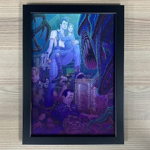Aliens Framed Movie Poster Art Ellen Ripley James Cameron Xenomorph Colonial Marines Sci-Fi Horror Alien 1986 Hicks Bishop Newt