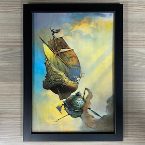 Die Galleone gerahmte Vintage Kunst. Frank Frazetta, Sci-Fi, Fantasy, Dark Comic Book Art