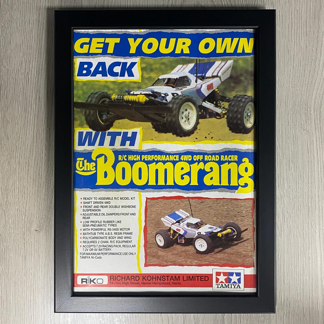 Boomerang Tamiya encadré, impression publicitaire vintage pour