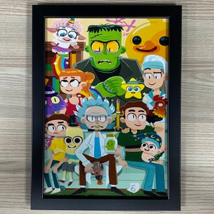 Rick und Morty gerahmte Kunst Film Poster Art Sci-Fi Total Rickall Get Schwifty Cartoon Netzwerk Schläfrige Gary Pencilvester Mr Poopybutthole