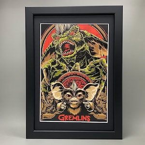Gremlins Framed Movie Art. 1984 American Comedy Horror Film Directed By Joe Dante. Stripe, Mogwai, Gizmo