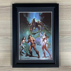 Boris Vallejo Framed Art Pulp Sci-Fi Fantasy Classic Conan The Victorious Barbarian Red Sonja Crom Bodybuilder Muscular image 1